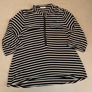 Calvin Klein Black and White Zipper Blouse